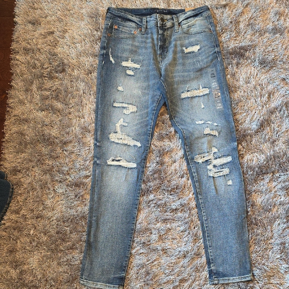 Aeropostale Men's Distressed Skinny Jeans - Light Blue